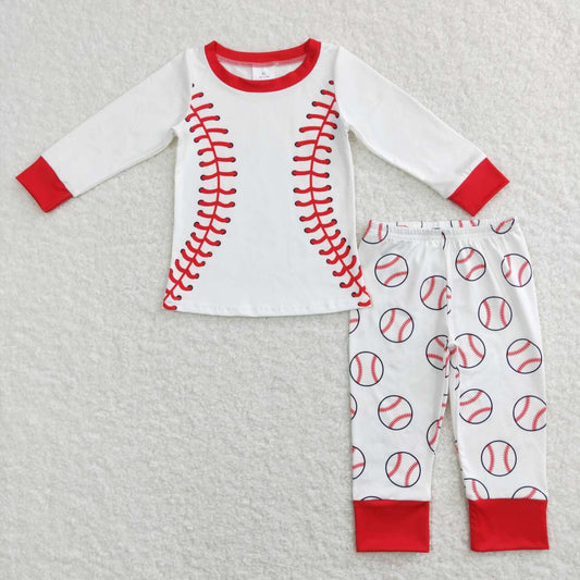 Baseball Print Long Sleeve Pajamas
