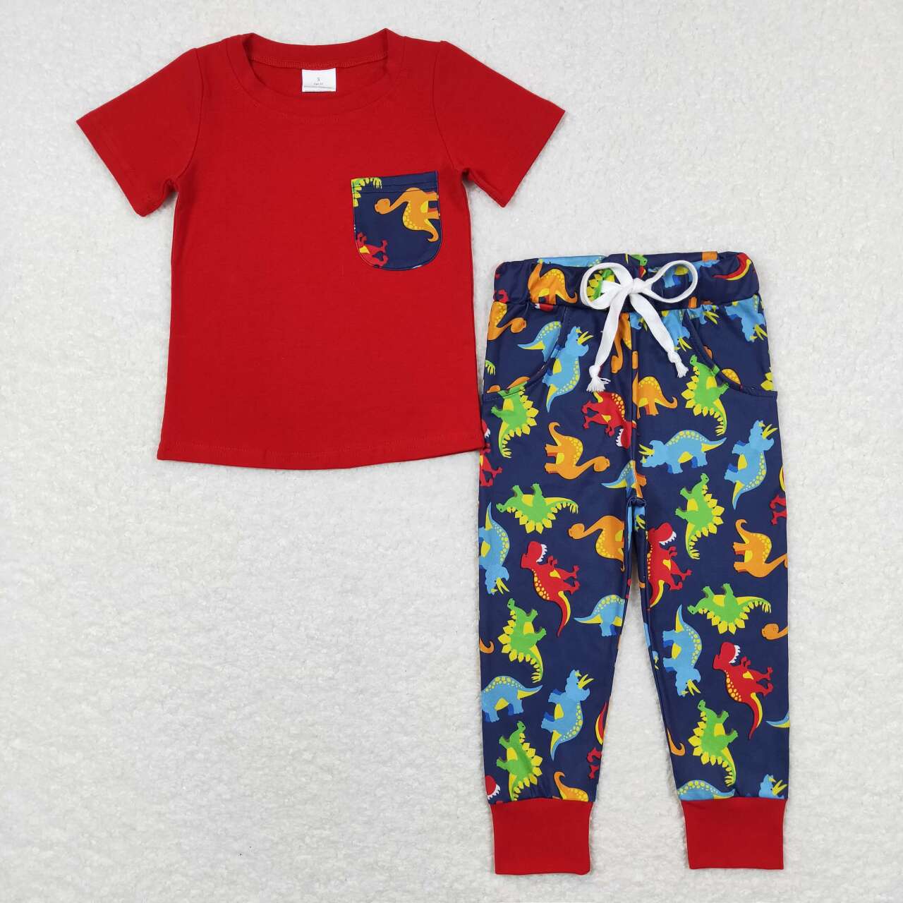 Red Dinosaur Print Print Boy Set
