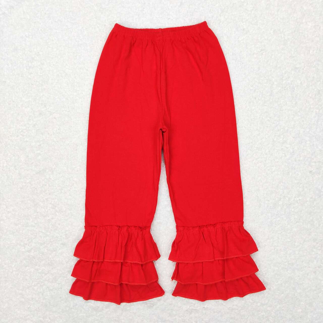 Red Cotton Ruffle Pants