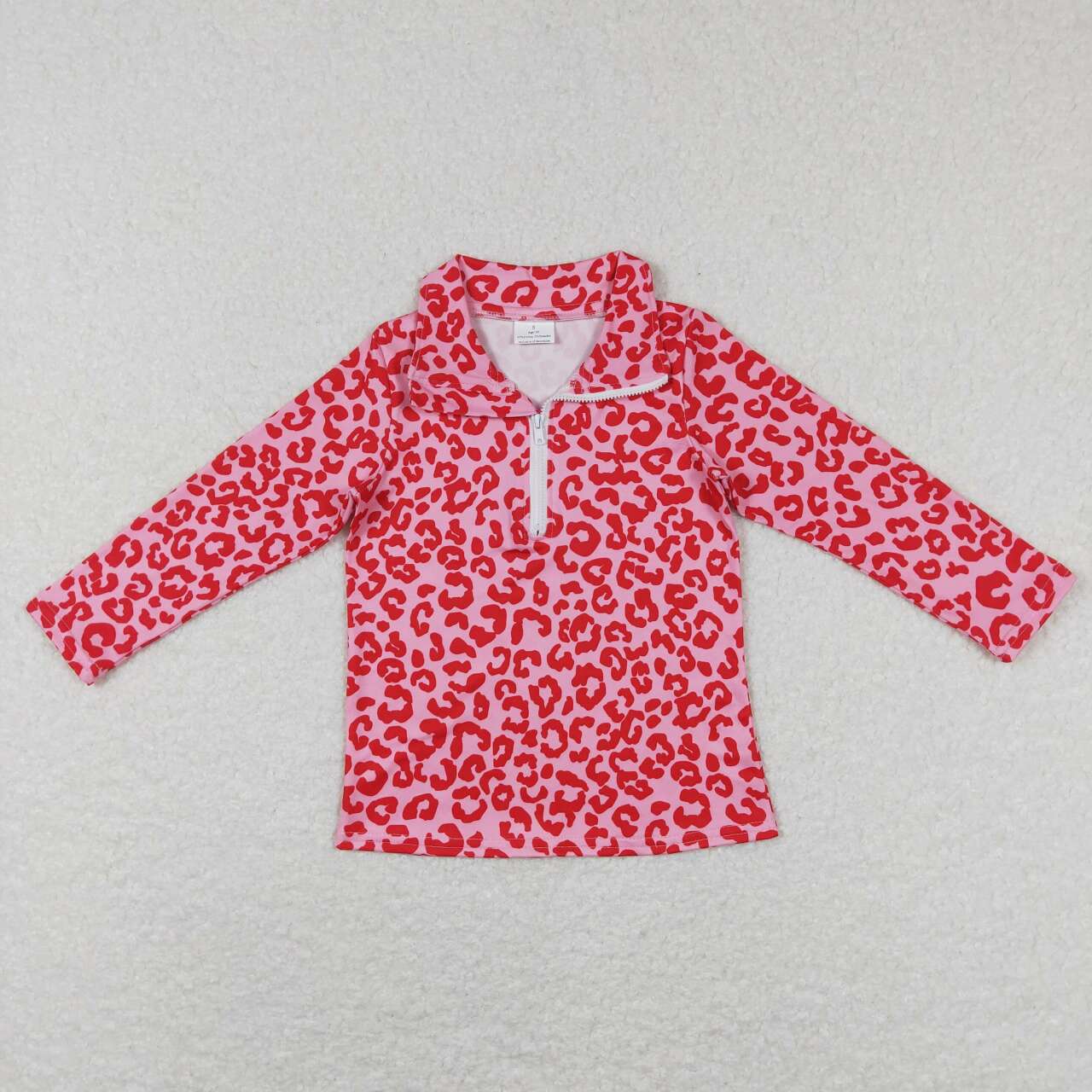 Pink Leopard With Zipper Pullover