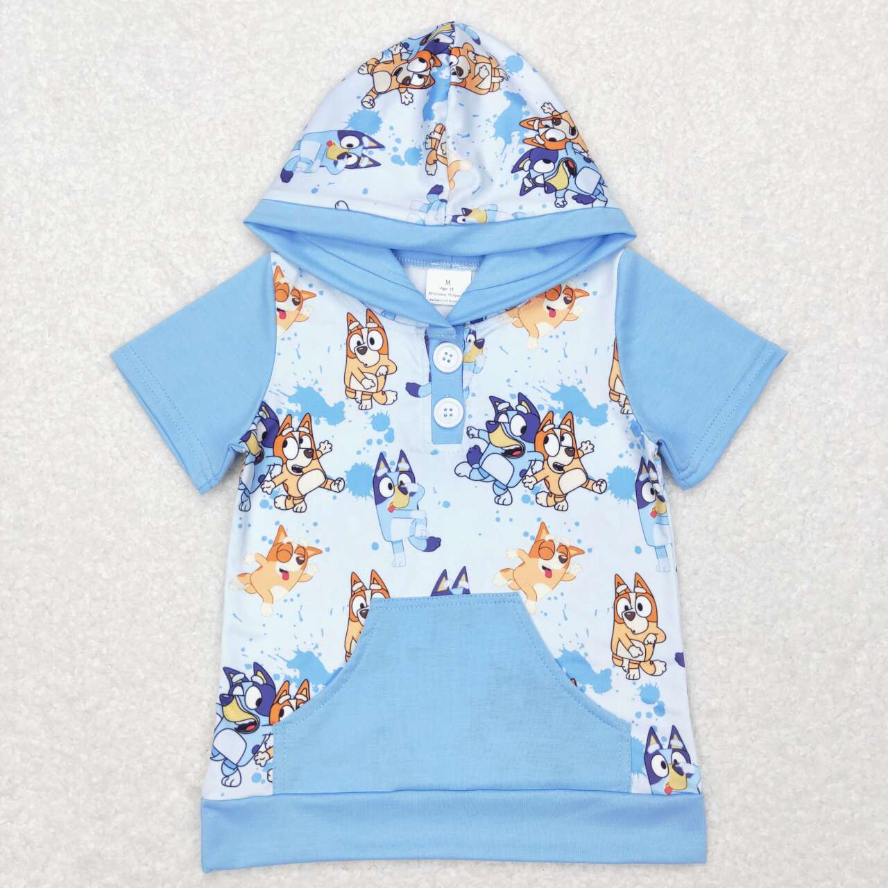 Blue Cartoon Dog Sleeve hooded