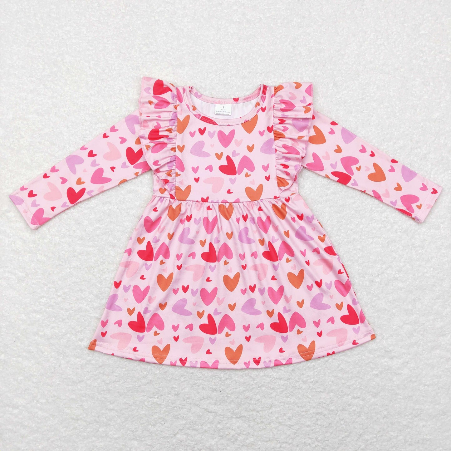 Valentine's Day Pink Heart Long Sleeves Dress