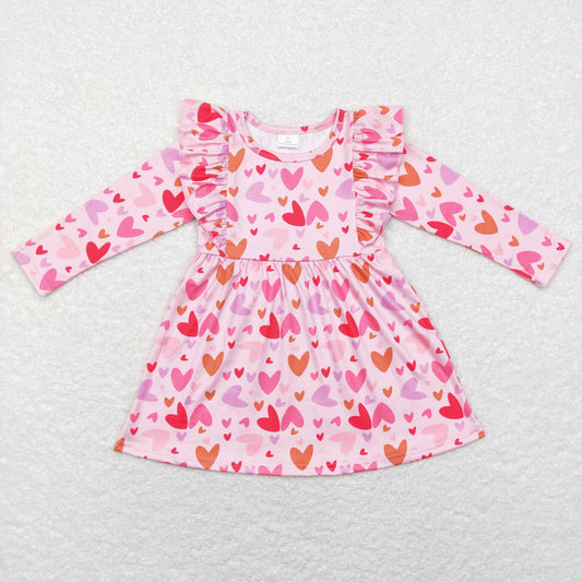 Valentine's Day Pink Heart Long Sleeves Dress