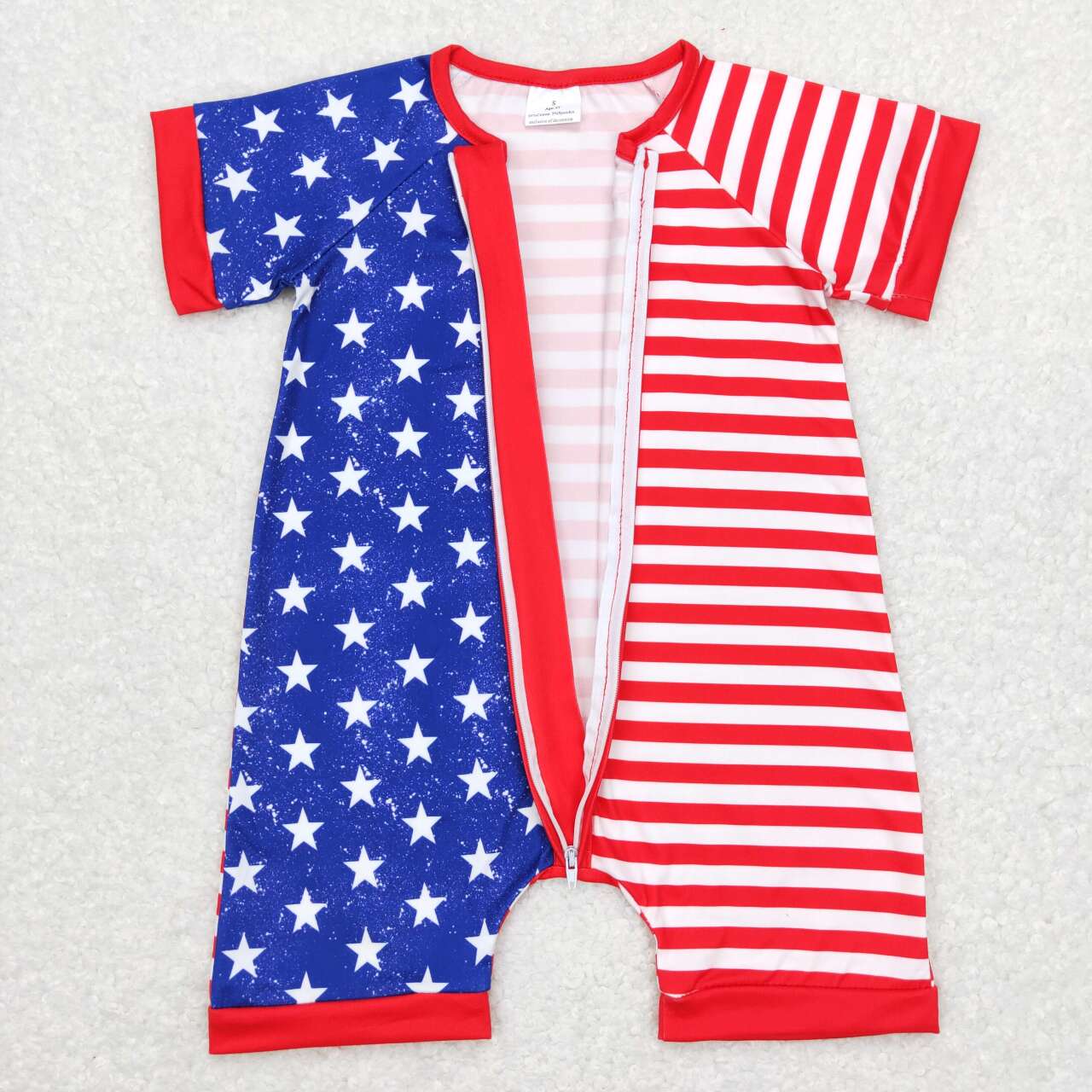 July of 4th Star With Zipper Baby Romper