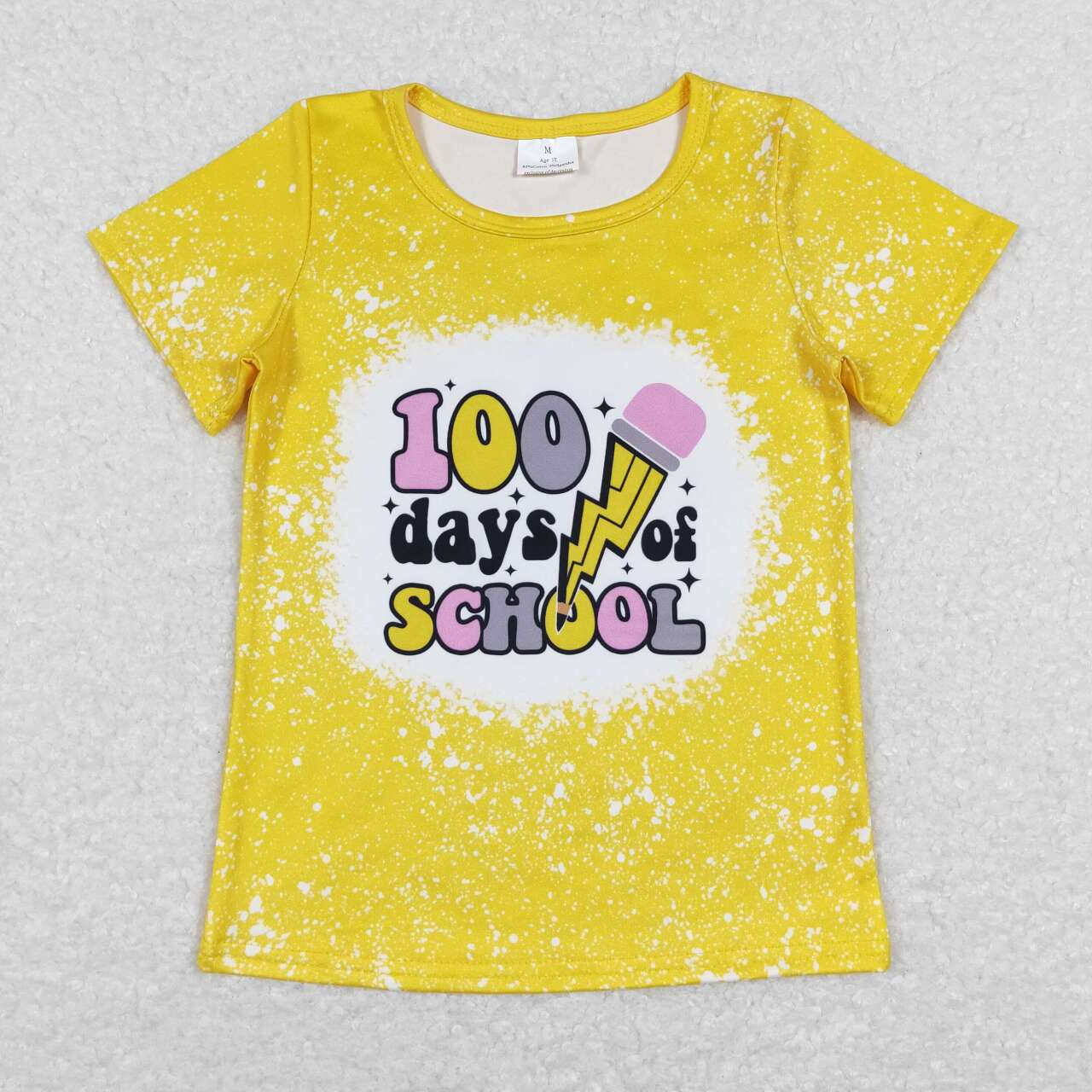 Yellow 100 Pencil Print Short Sleeve Shirt