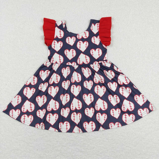 Red Heart Print long sleeve Dress