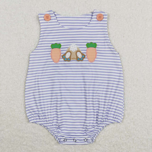 easter carrots Stripe Print Short Sleeve Baby Romper