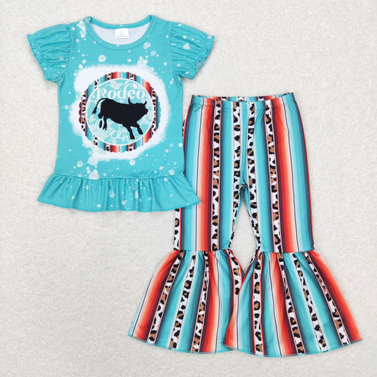 western Blue Cowboy Short Sleeve Pants Set