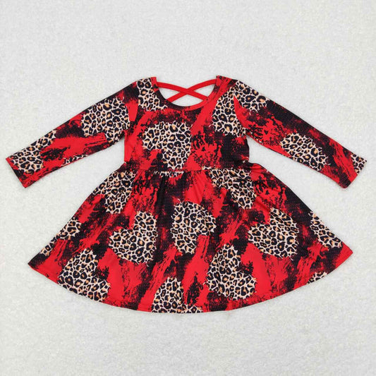 Valentine’s day Heart Leopard print long sleeve Dress