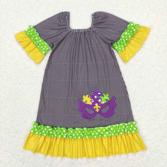 Mardi Gras embroidery Girls Dresses