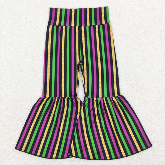 Mardi Gras Purple Black Stripe Bell Pants