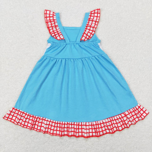 Embroidered Blue I LOVE MOM Print Short sleeve Dress
