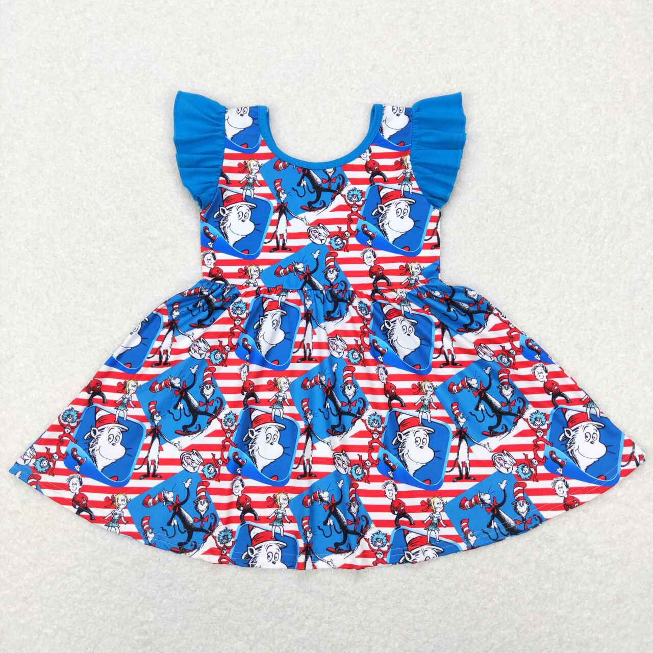 Blue Cartoon Girls Dress