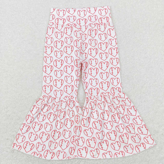 Red Baseball Print Bell Pants