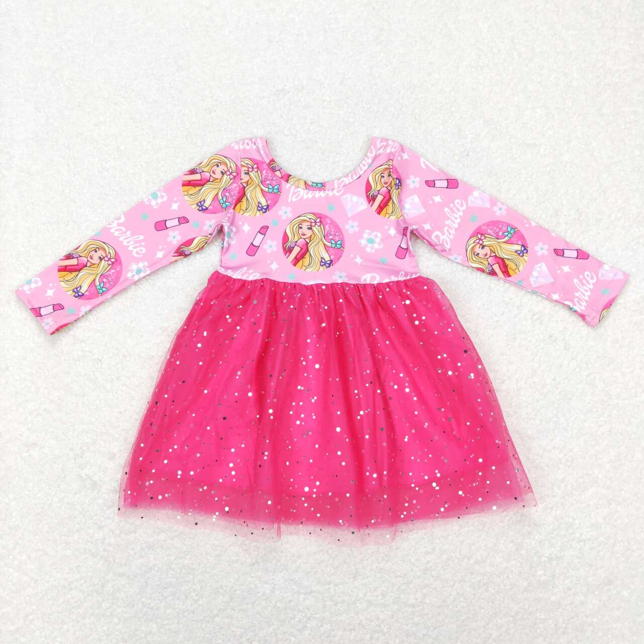 Pink Cartoon Long sleeve tutu Dress