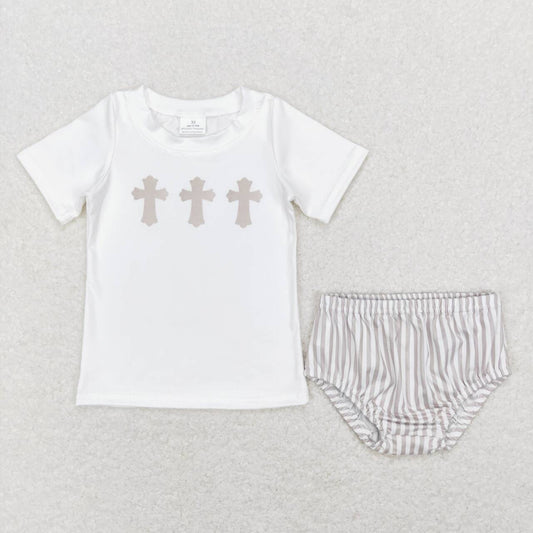 easter Cross Short Sleeve Girls Bummies