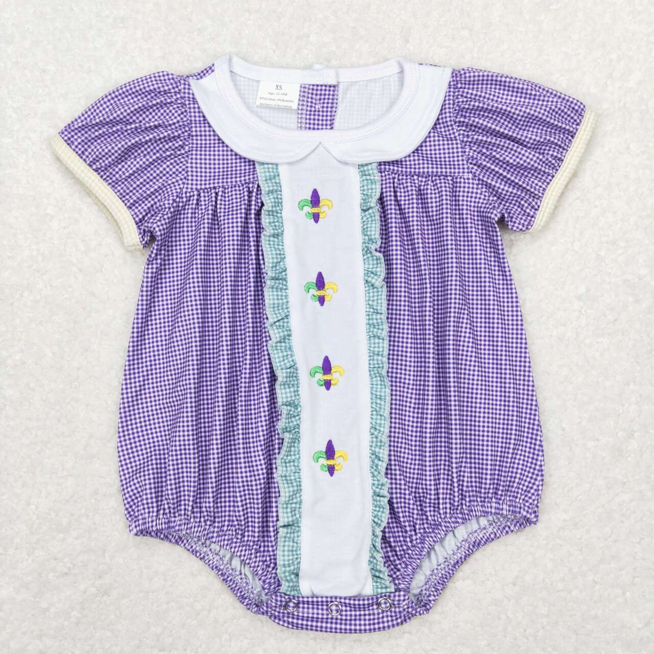 Embroidery Mardi Gras Baby Romper