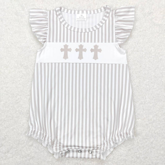 Easter Cross stripes Baby Romper