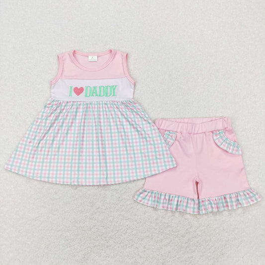 Embroidered I love DADDY sleeveless Girls Set