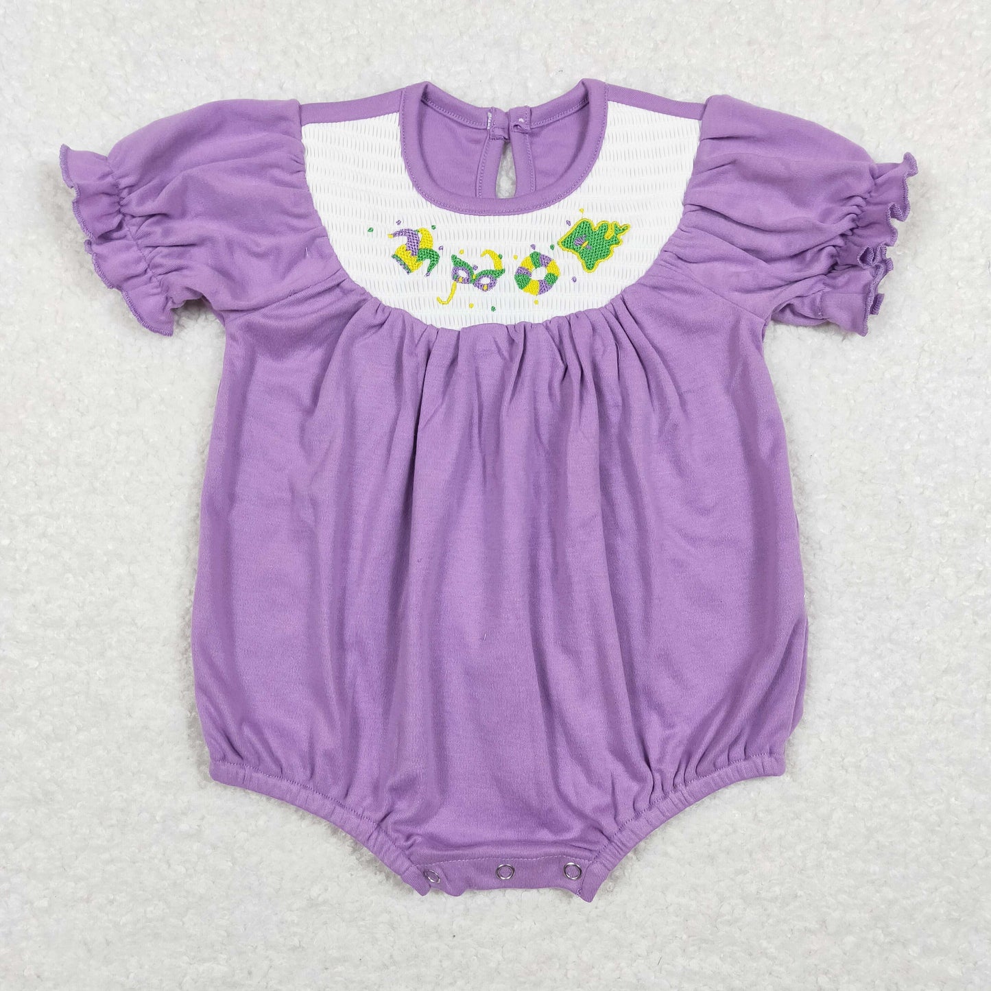 Mardi Gras Smock Baby Romper