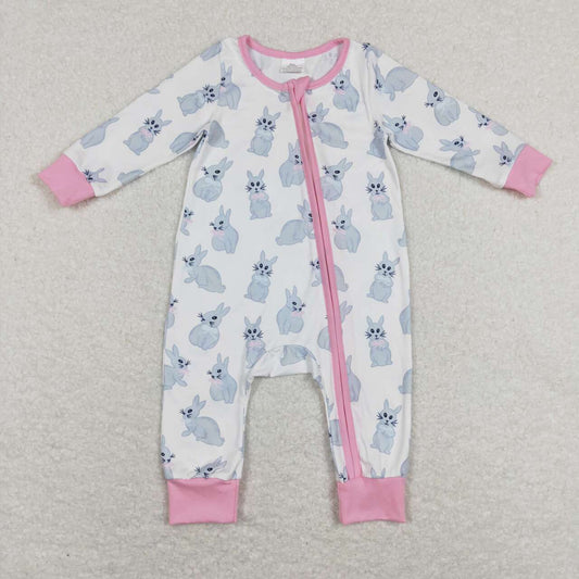 Easter Bunny Print With Zipper Baby Romper