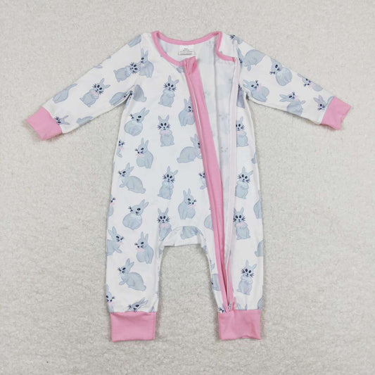 Easter Bunny Print With Zipper Baby Romper