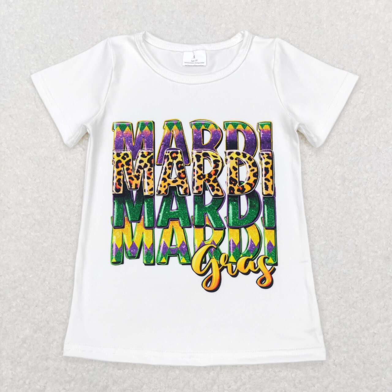 Happy Mardi Gras Purple Print Short Shirt