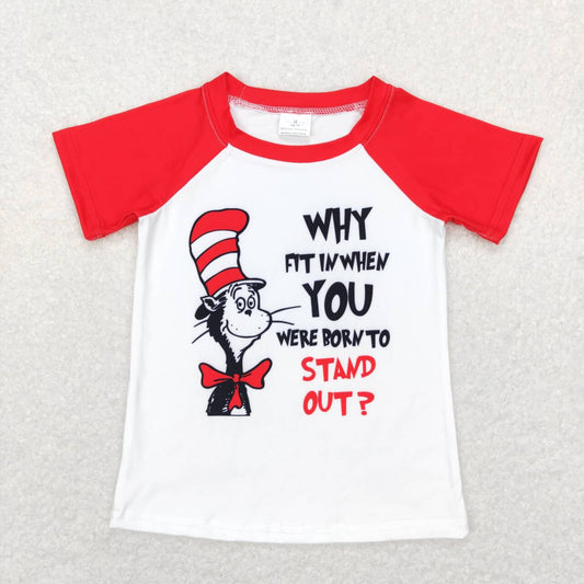 Red Cartoon Print Short Shirt