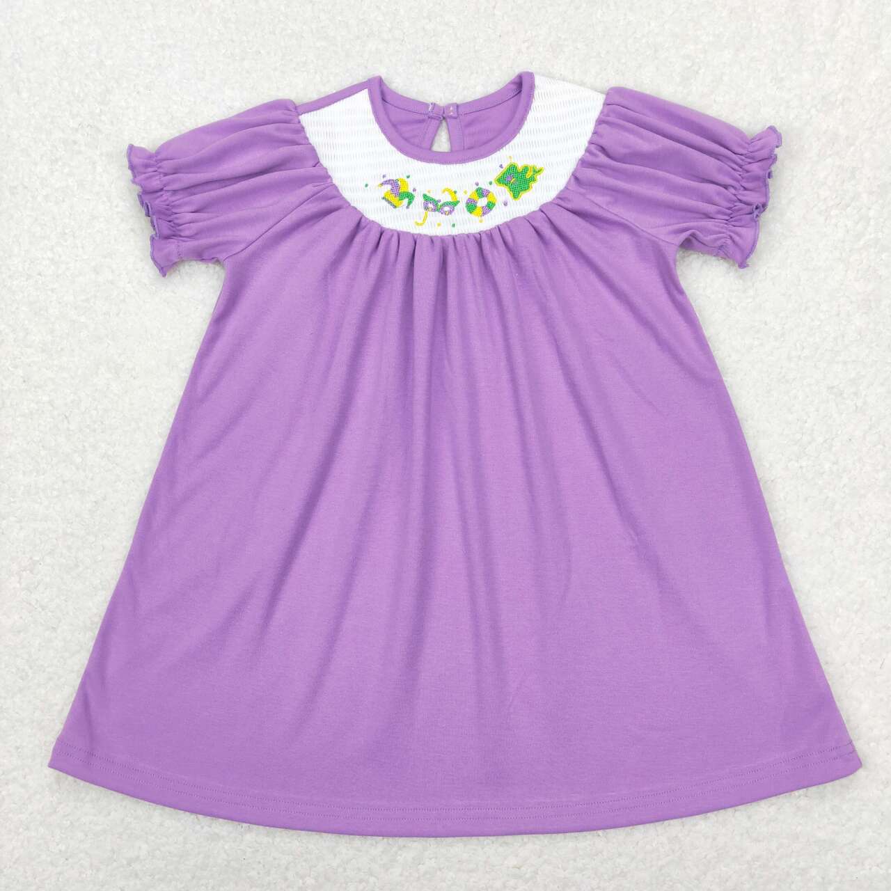 Mardi Gras Smock Plaid Girls Dress