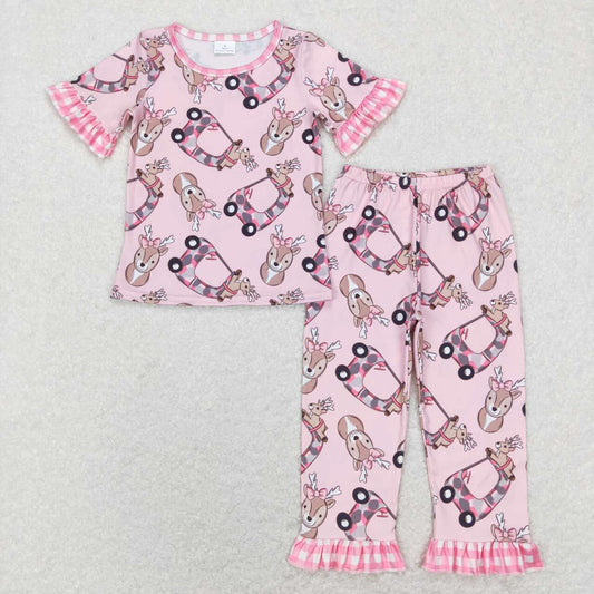 Pink deer print Short Sleeve Pajamas
