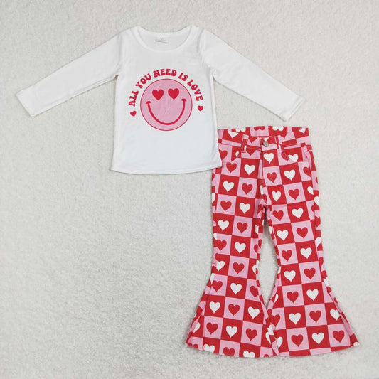 Valentine’s day smile Short Shirt Pink Heart Pants Jeans