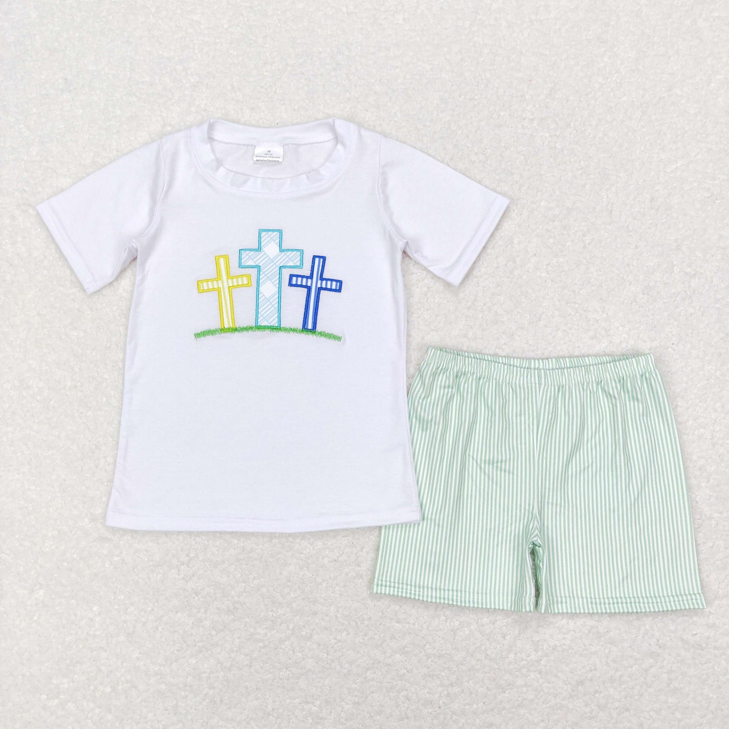 Easter cross embroidery Short Sleeve Set