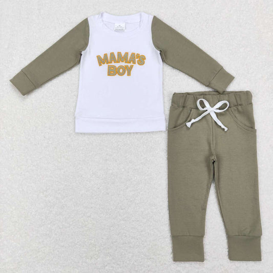 Embroidered MAMA'S Boy Long Sleeve Boy Set