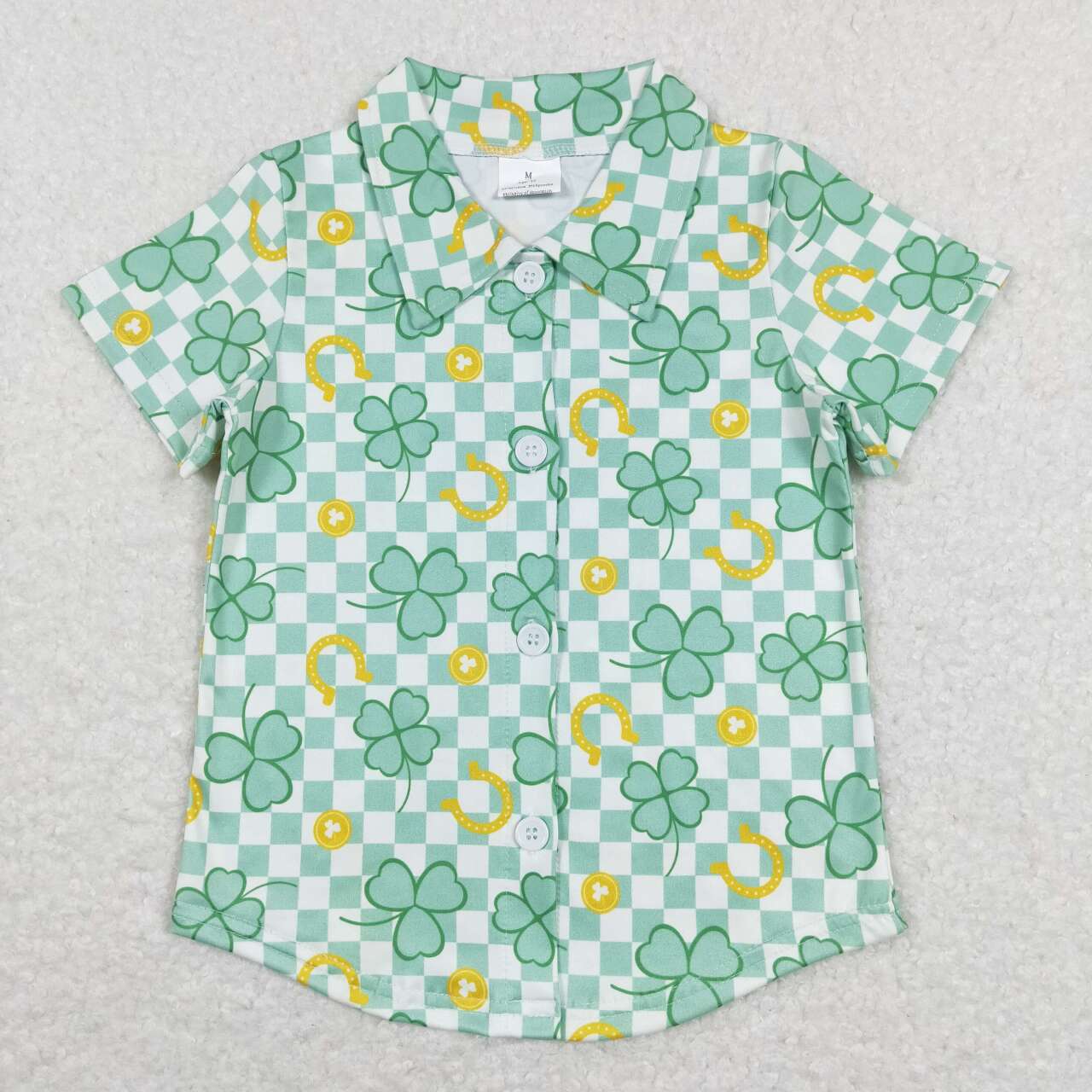 st patrick Day Lucky With Button Boy Shirt