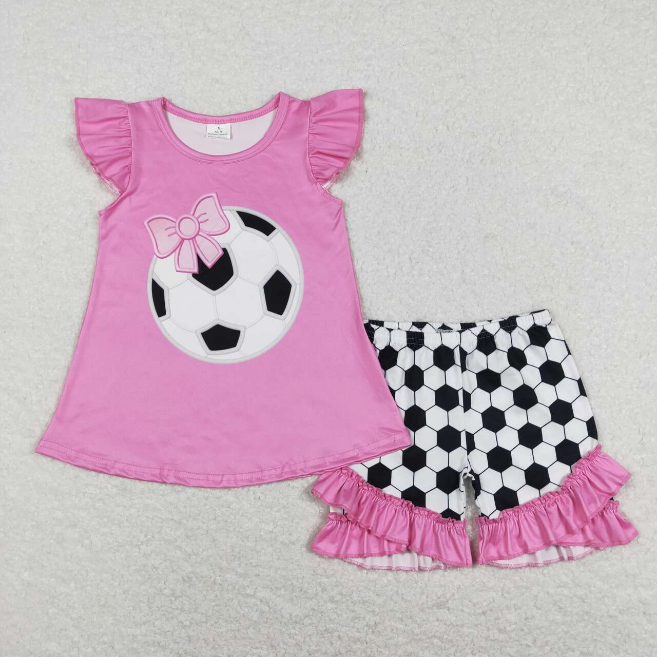 Pink football Short Sleeve Girls Set