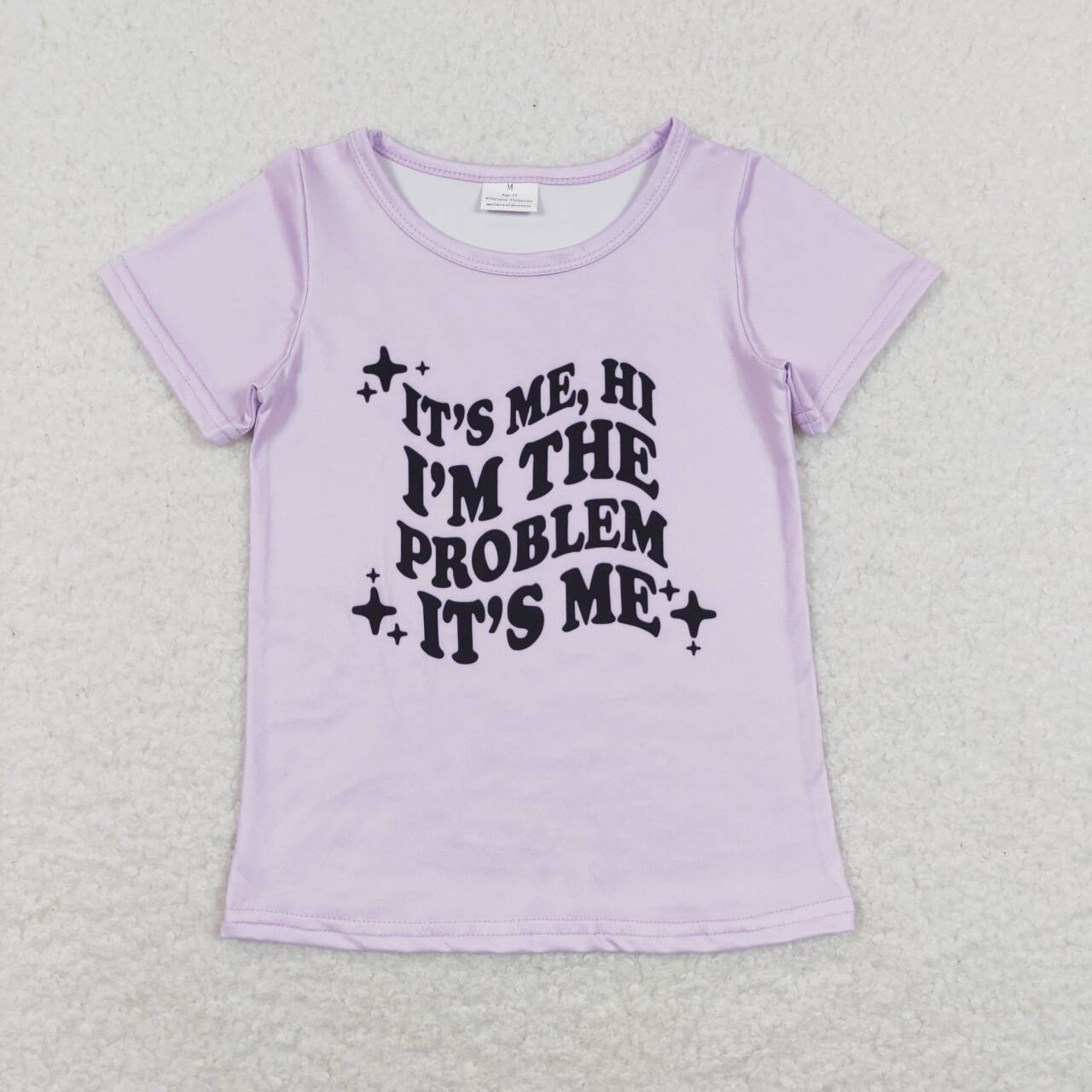 Purple Letter Print Short Sleeve Shirt