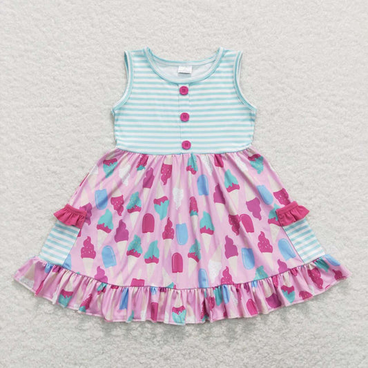 PInk pink ice cream sleeveless Girls Dress
