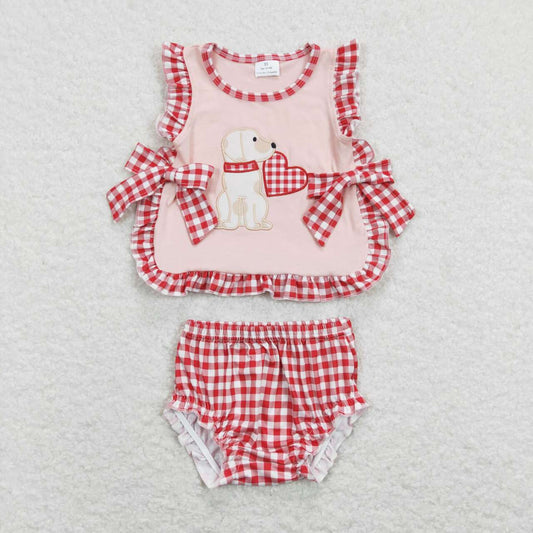 Embroidery Valentine‘s day Bummies Girls Set