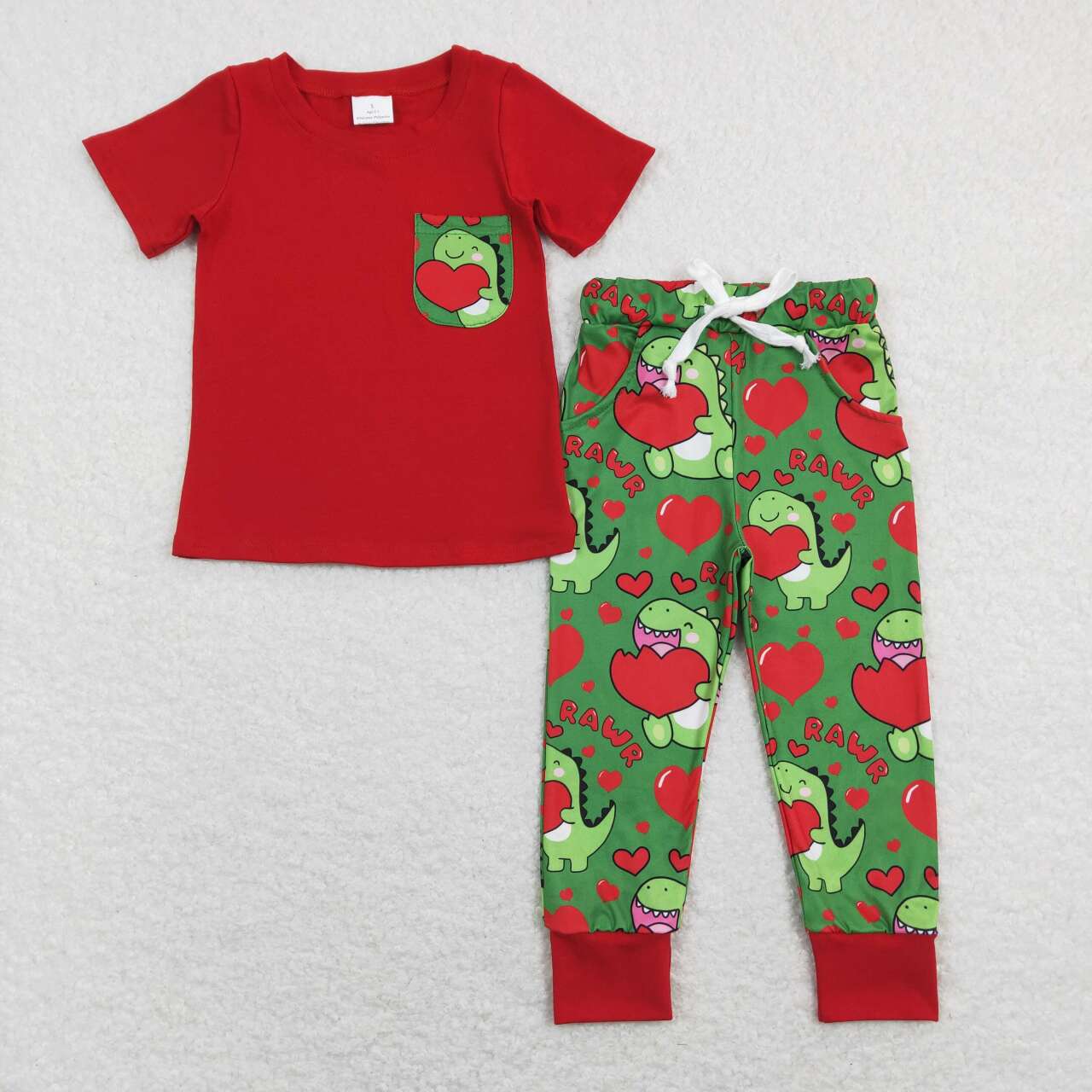 Valentine's Day Dinosaur Heart Boy Set