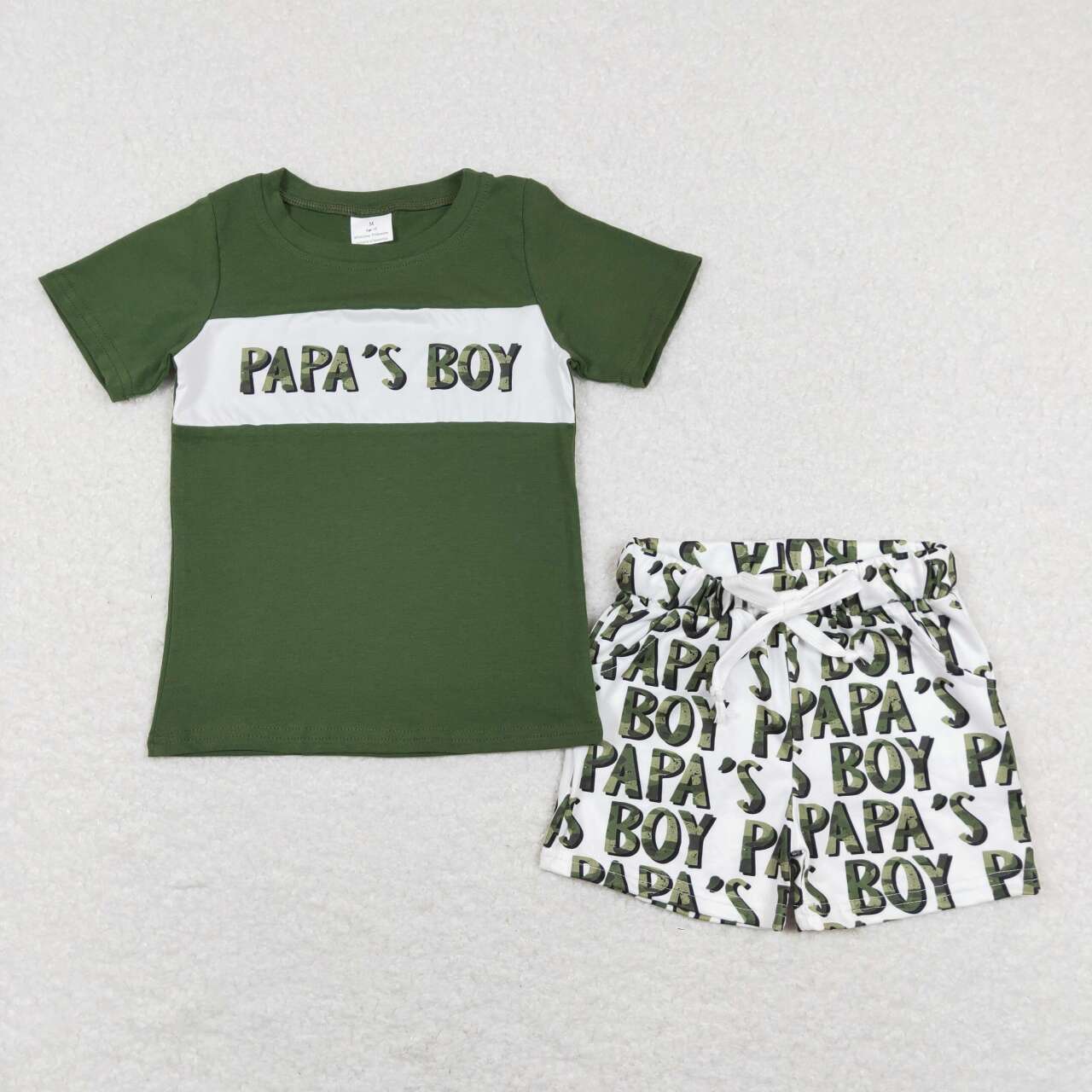 Green PAPA’S Boy Print Short Sleeve Boy Set