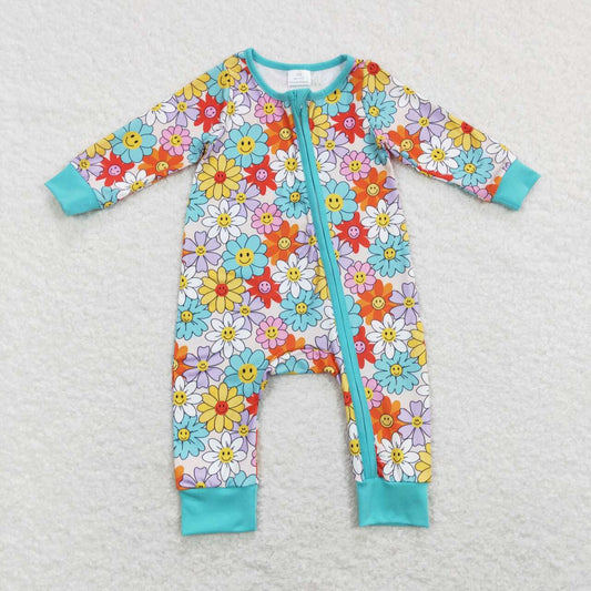 floral Print With Zipper Baby Romper