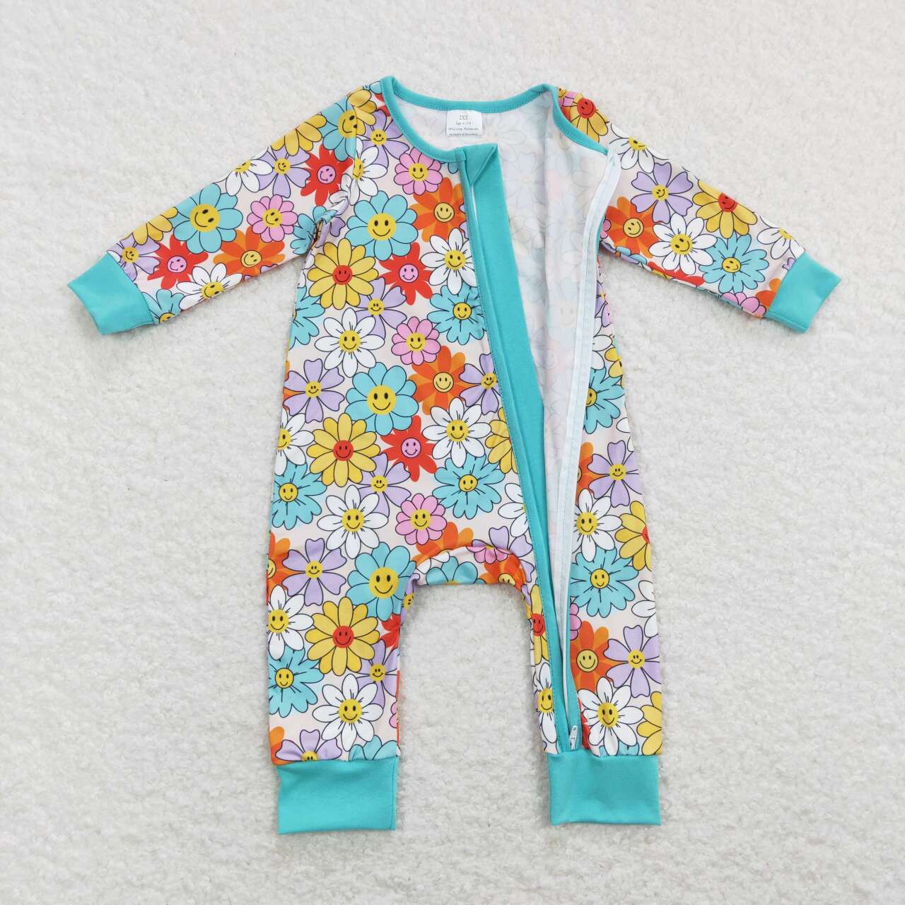 floral Print With Zipper Baby Romper