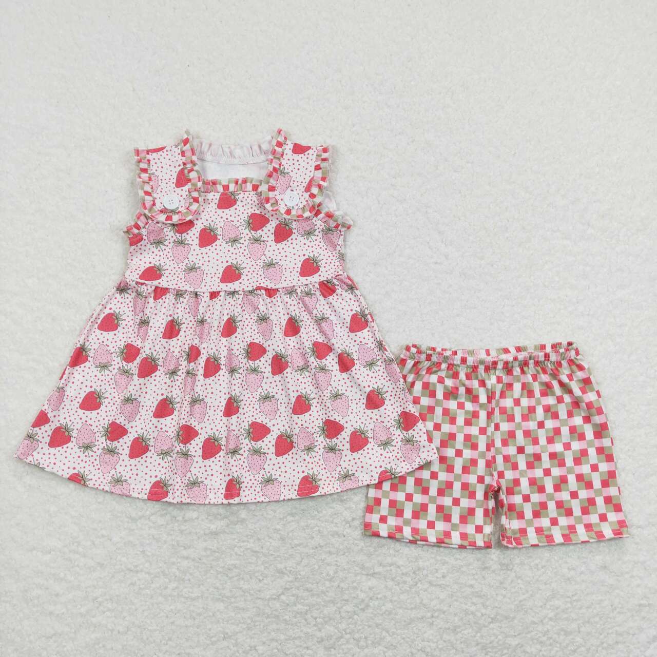 strawberry Print Short Girls Set