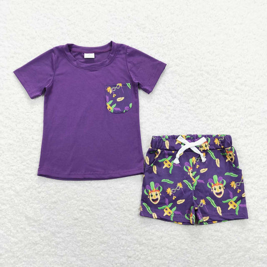 Purple Mardi Gras Print Boy set