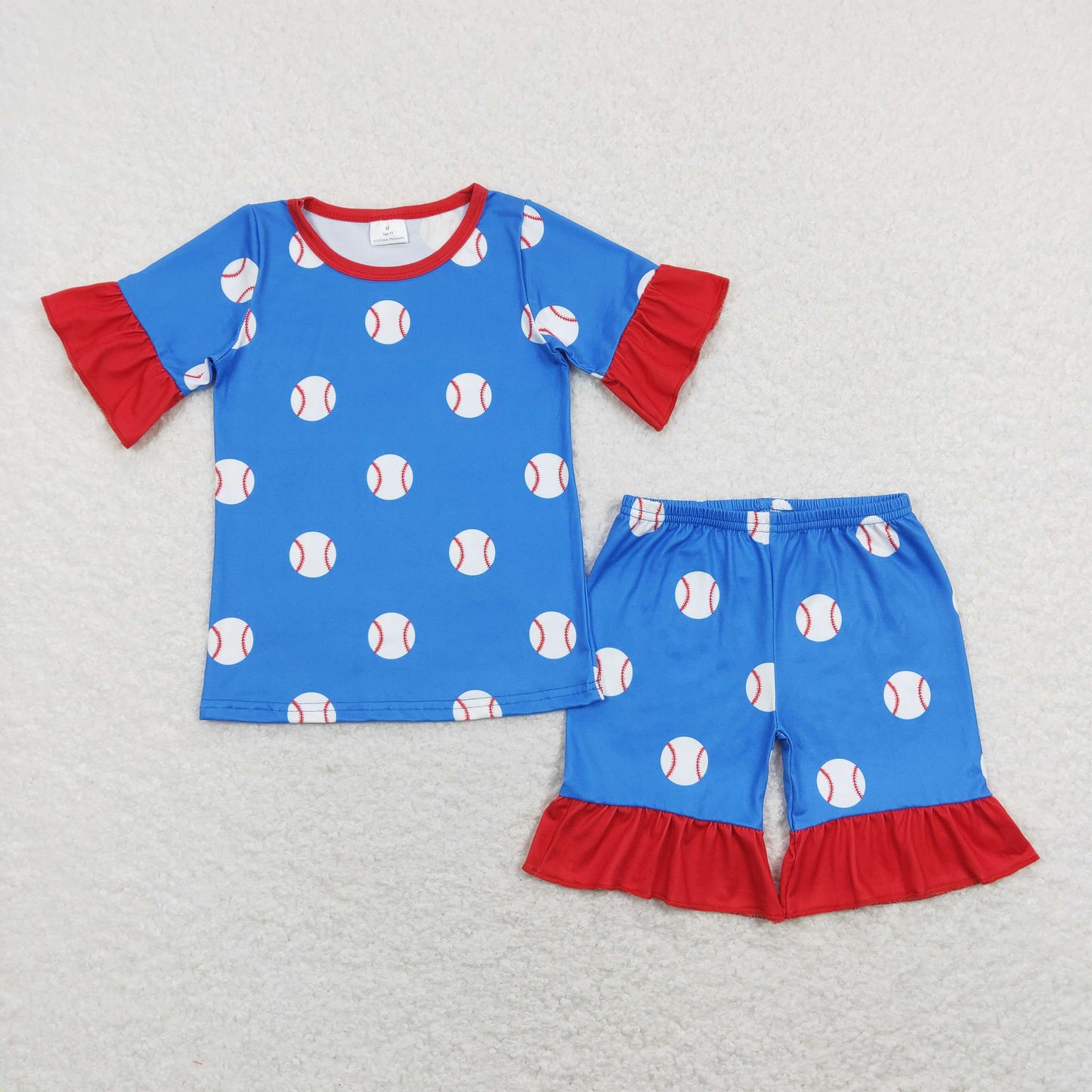 Blue football Print Girls summer set