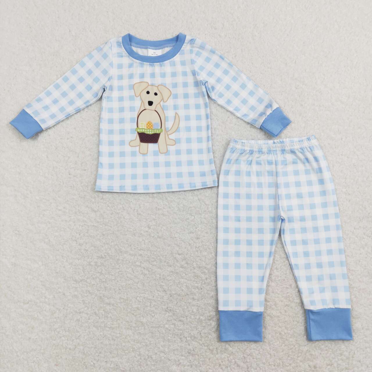 Easter Dog Blue Plaid boy pajamas