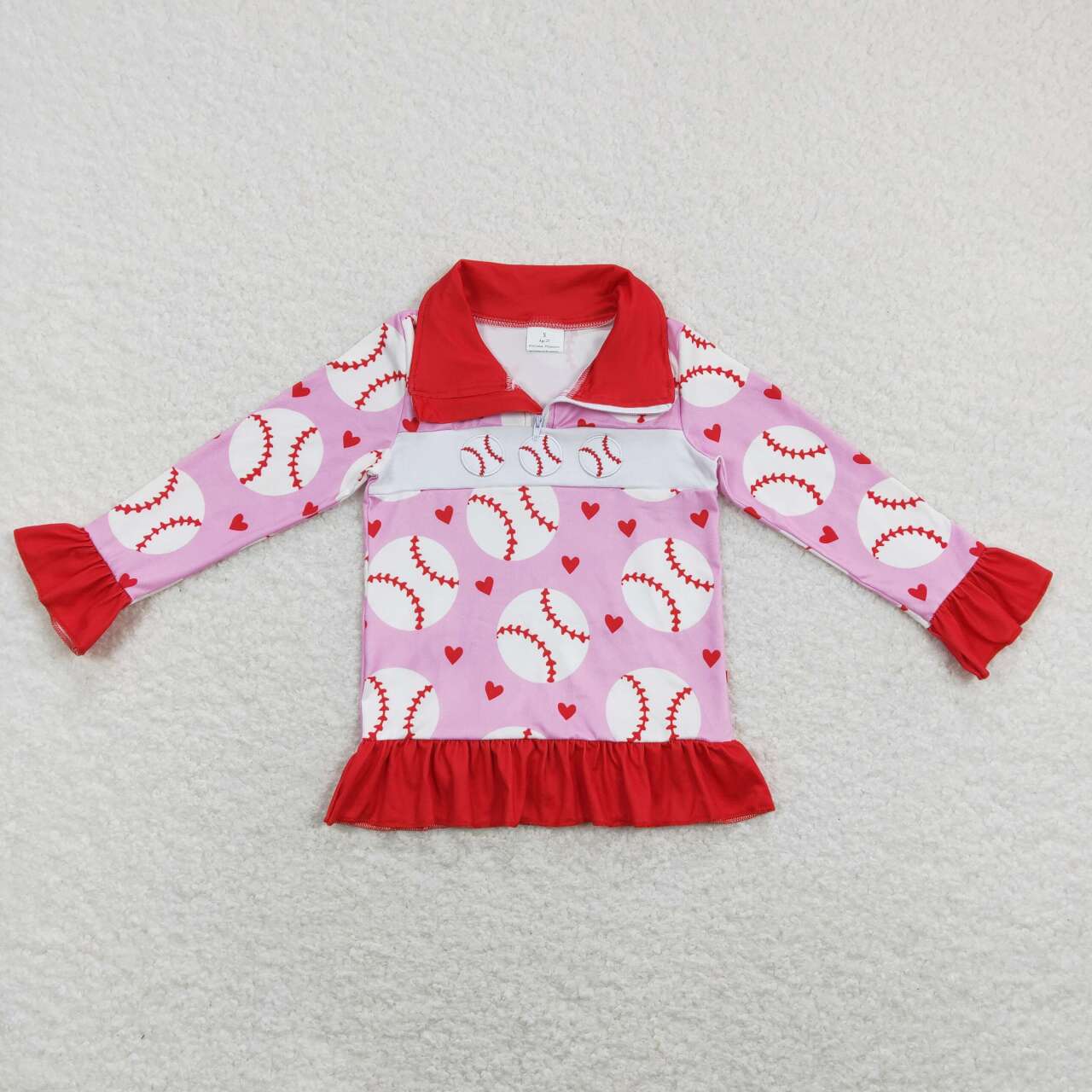 Red Baseball Print coat