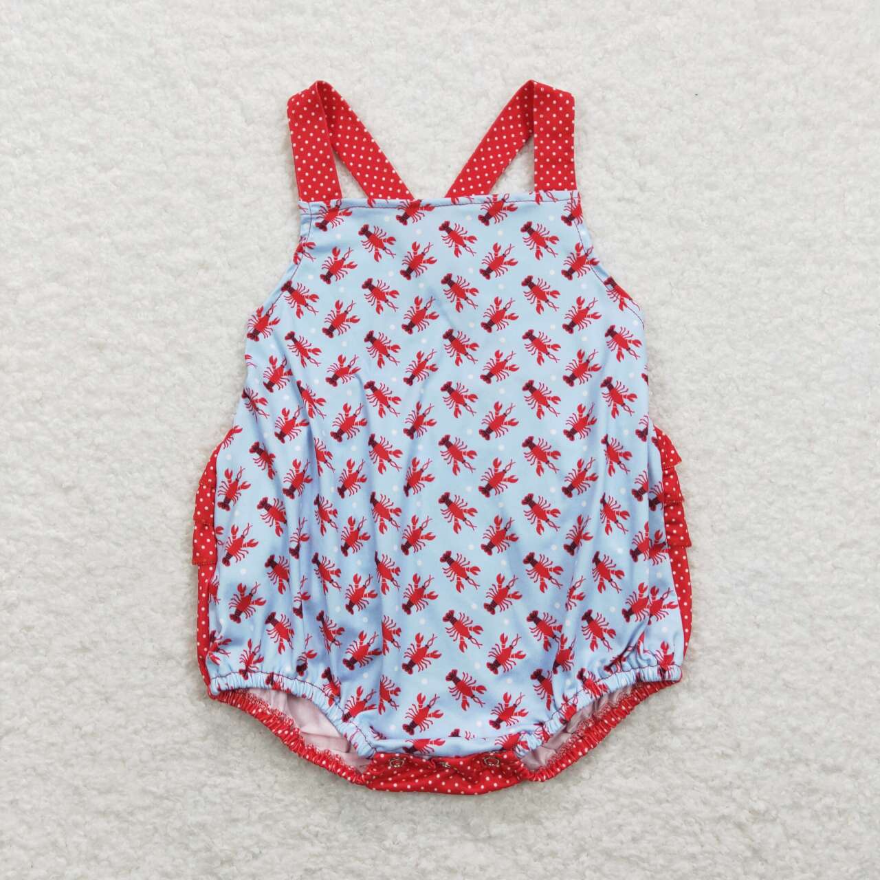 Blue lobster Print Girls Baby romper