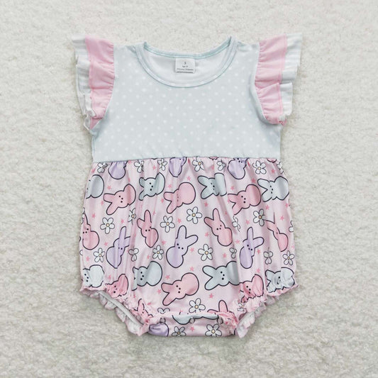 Easter Green Dots Bunny Print Baby romper