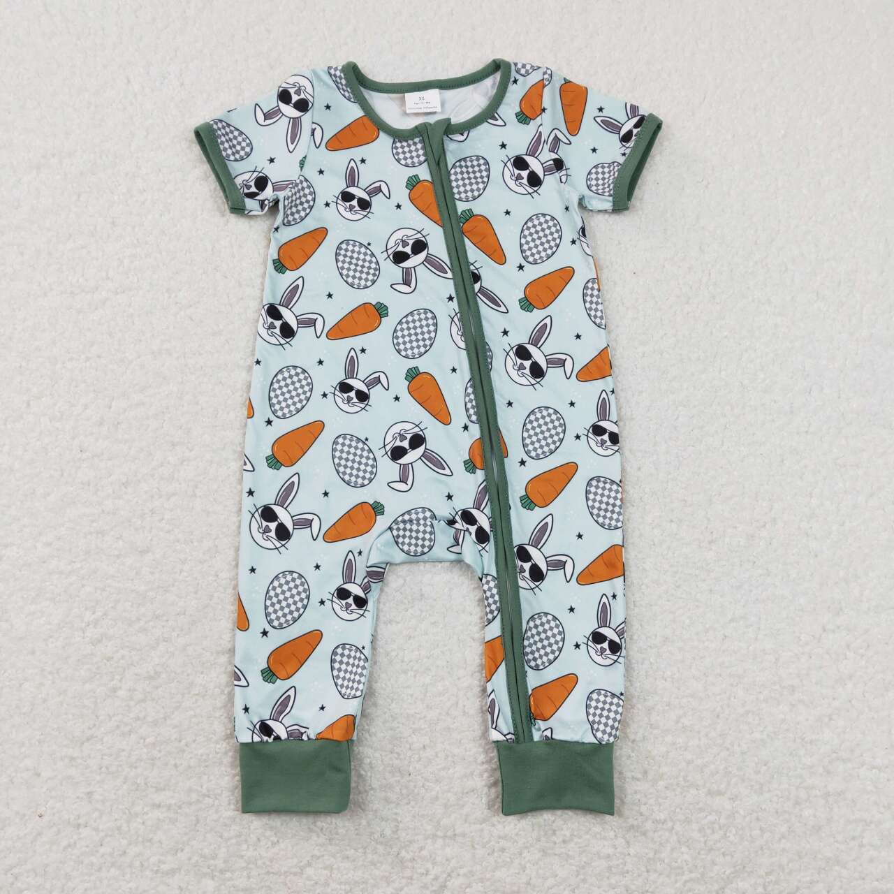 Easter Bunny Boy Baby Romper With zipper
